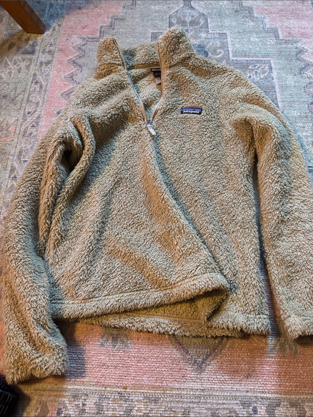 Patagonia Kids Olive Green Plush Half-Zip Fleece Pullover